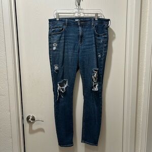 Old Navy Dark Blue Distressed Skinny Jeans
